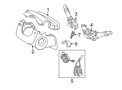 2011 Kia Sorento Shroud, Switches & Levers Ignition Lock Cylinder Diagram for 819001UA00