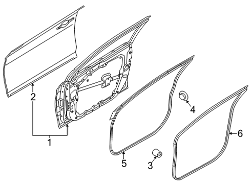 2022 Kia K5 Door & Components W/STRIP Assembly-Fr Dr S Diagram for 82130L3000