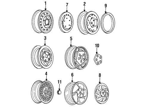 1995 Pontiac Grand Prix Wheels, Covers & Trim Wheel Rim, 15X7 *White Diagram for 12512842