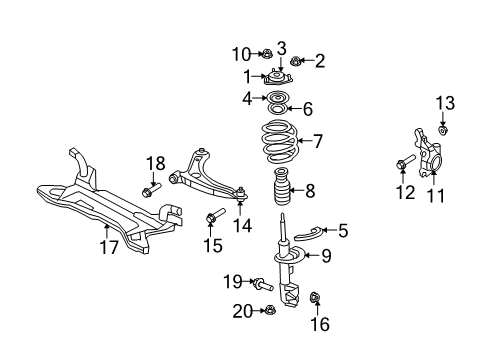 2009 Dodge Caliber Front Suspension, Lower Control Arm, Stabilizer Bar, Suspension Components ISOLATOR-Spring Diagram for 5105822AA