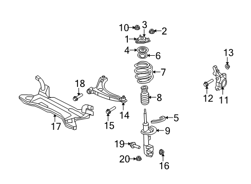 2012 Dodge Caliber Front Suspension, Lower Control Arm, Stabilizer Bar, Suspension Components Suspension Knuckle Assembly Front Right, Right Diagram for 68088532AB