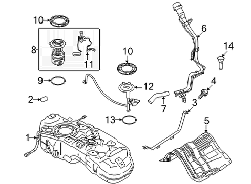 2021 Nissan Rogue Senders Tube Assy-Filler Diagram for 17221-6RE0A