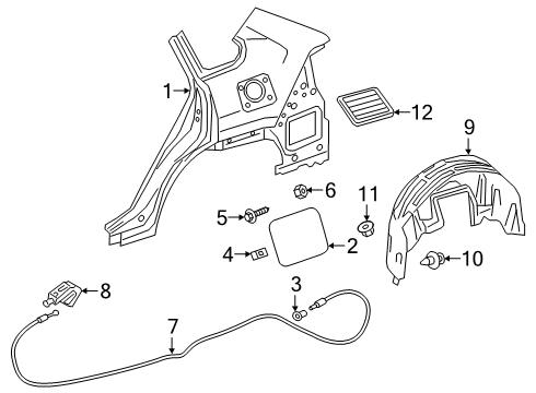 2020 Toyota RAV4 Quarter Panel & Components Release Cable Diagram for 77035-0R060