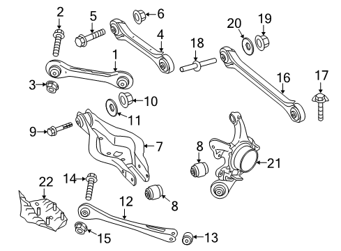 2018 BMW 340i Rear Suspension Components, Lower Control Arm, Upper Control Arm, Stabilizer Bar Roll-Over Strut With Rubber Mount Diagram for 33326867540