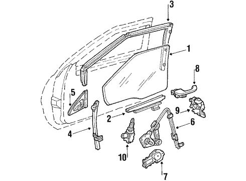 1990 Pontiac Bonneville Front Door - Glass & Hardware Sealing Strip Asm-Front Side Door Bottom Auxiliary *Black Diagram for 20642425