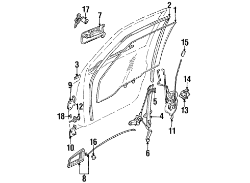 1997 Geo Tracker Front Door - Glass & Hardware Handle-Front Door Inside RH (Black) Diagram for 30000907