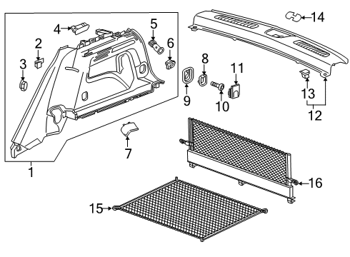 2020 Cadillac XT4 Interior Trim - Rear Body Cargo Lamp Diagram for 13519302