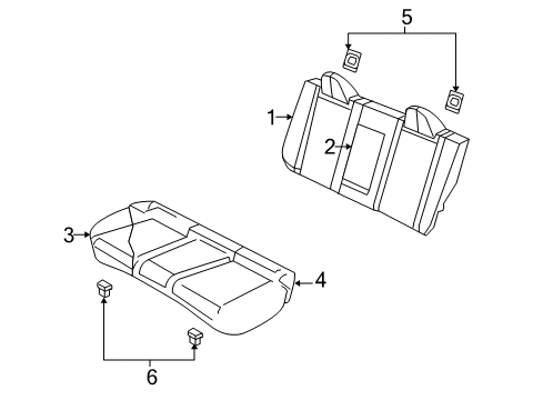 2009 Chrysler Sebring Rear Seat Components Rear Seat Cushion Diagram for 1PM35ZJ3AA