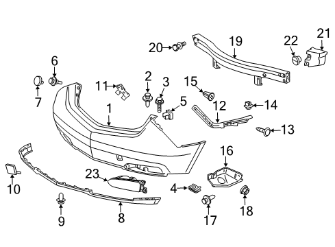 2011 Acura ZDX Rear Bumper Back Up Sensors (Dark Cherry Pearl - Exterior) Diagram for 08V67-SZN-260K