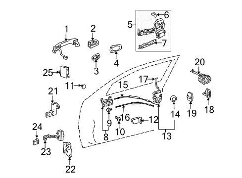 2009 Lexus GS350 Front Door Frame Assembly Diagram for 69202-0E060