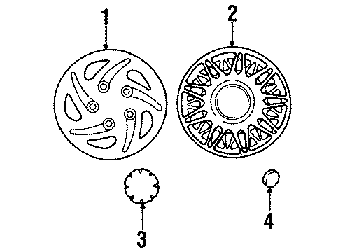 1995 Dodge Stratus Wheel Covers & Trim Cover Diagram for 4695436