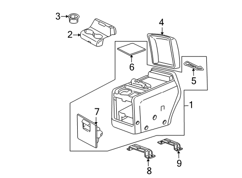 2007 Lincoln Navigator Rear Console Front Bracket Diagram for 2L7Z-78045B34-AA