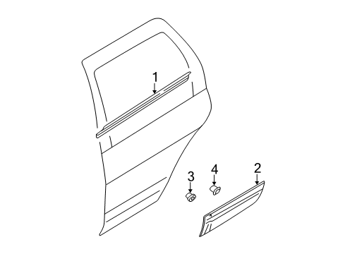 1998 Nissan Pathfinder Exterior Trim - Rear Door Moulding-Rear Door Outside, LH Diagram for 82821-0W00A