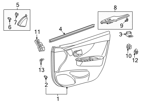 2011 Toyota Corolla Switches Door Trim Panel Bracket Diagram for 67625-02120