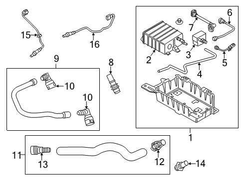 2019 Ford Mustang Emission Components PCV Tube Connector Diagram for JR3Z-9E499-A