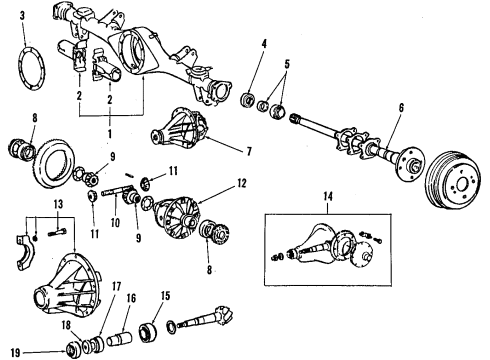 1984 Toyota Corolla Rear Axle, Differential, Propeller Shaft Carrier Diagram for 41110-22013