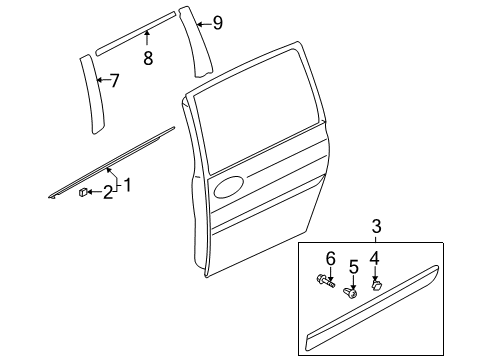 2008 Kia Sedona Exterior Trim - Side Loading Door Clip-Side Garnish Mounting Diagram for 8775635000