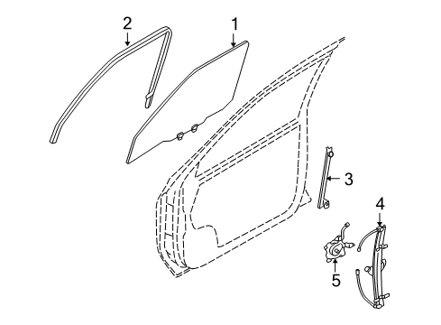 1999 Infiniti QX4 Front Door Glass Run Rubber Front Dr, LH Diagram for 80331-3W410