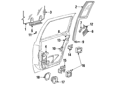 1993 Dodge Spirit Rear Door Glass & Hardware Handle-Rear Door Exterior Diagram for 5011672AA