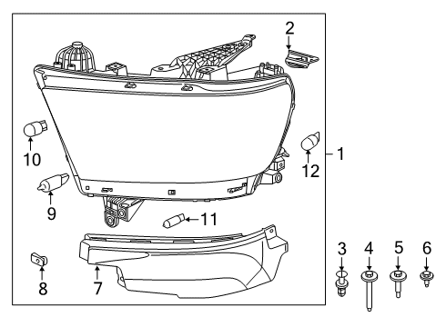 2021 Ram 1500 Bulbs Header-Bracket Diagram for 68432395AA