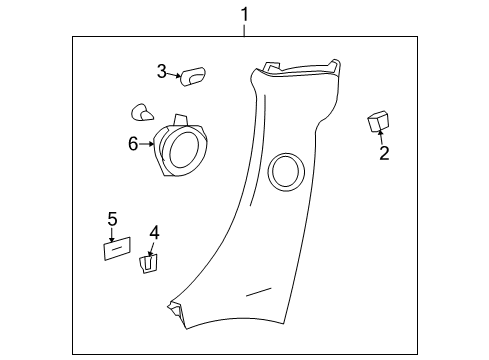 2009 Pontiac Solstice Interior Trim - Quarter Panels Quarter Pillar Trim Diagram for 20814856