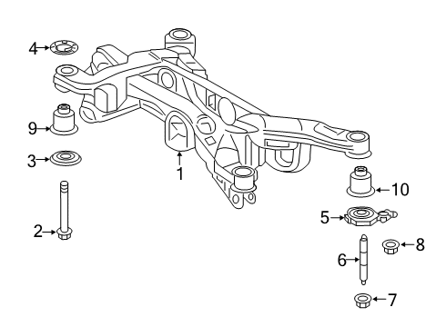 2021 Toyota RAV4 Prime Suspension Mounting - Rear Suspension Crossmember Cushion Diagram for 52281-0R010