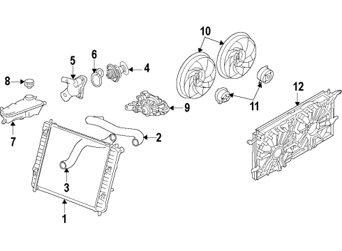 2011 GMC Yukon Cooling System, Radiator, Water Pump, Cooling Fan Fan Motor Diagram for 25949003