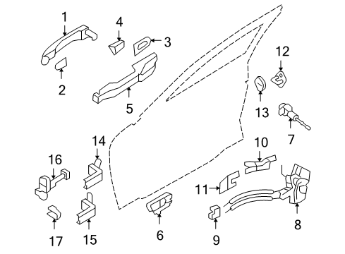 2013 Hyundai Genesis Front Door Door Handle Assembly, Exterior, Left Diagram for 82651-3M020-NY