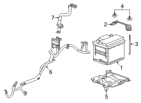 2013 Chevrolet Spark Battery Retainer, Battery Hold Down Diagram for 96647580