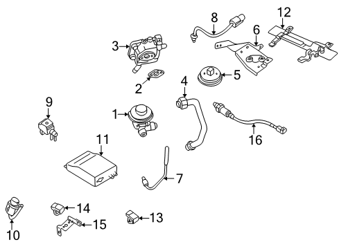 2000 Nissan Quest Emission Components Positive Crankcase Ventilation Control Valve Assembly Diagram for 11810-75T00