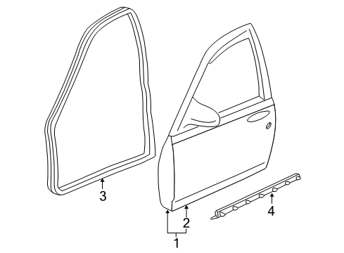 2002 Chevrolet Monte Carlo Door & Components Sealing Strip Asm-Front Side Door Bottom Auxiliary *Black Diagram for 10293694