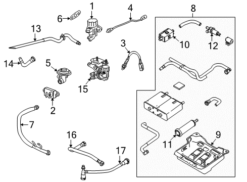 2011 Lincoln Town Car Emission Components Vapor Canister Diagram for 6W1Z-9D653-AA