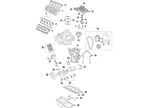 2010 Dodge Challenger Engine Parts, Mounts, Cylinder Head & Valves, Camshaft & Timing, Oil Pan, Oil Pump, Crankshaft & Bearings, Pistons, Rings & Bearings Seal-Valve Guide Diagram for 53021578AA