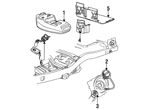 1994 Ford Explorer Fuel System Components Tank Assembly Strap Diagram for F1TZ-9092-A