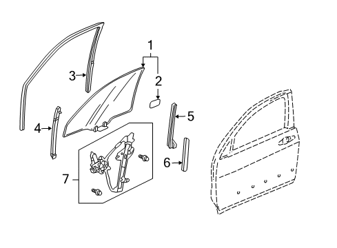2008 Acura TL Front Door - Glass & Hardware Channel, Front Door Run (Lower) Diagram for 72239-SEP-A01