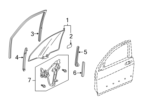 2008 Acura TL Front Door - Glass & Hardware Sash, Left Front Door (Lower) (Front ) Diagram for 72270-SEP-A01