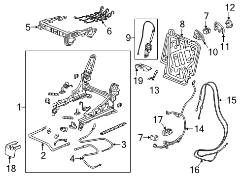 2018 Acura MDX Tracks & Components Device, Driver Side Middle Seat Diagram for 81710-TZ5-A81