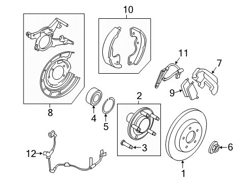 2008 Ford Escape Parking Brake Rear Cable Diagram for 8M6Z-2A635-A