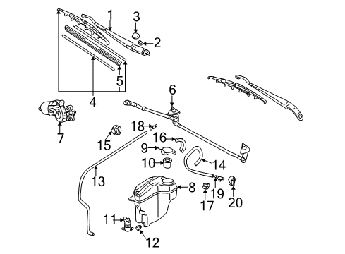 2001 Toyota Corolla Wiper & Washer Components Front Transmission Diagram for 85150-02020