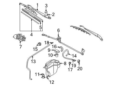 2001 Toyota Corolla Wiper & Washer Components WIPERINSERT-B450 Diagram for 85223-YZZD5-TM