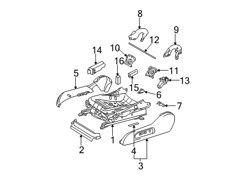 2003 Toyota Camry Power Seats Adjust Knob Diagram for 84921-AA050-B0