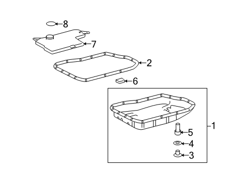 2009 Toyota Venza Automatic Transmission Automatic Transaxle Oil Pan Gasket Diagram for 35168-08010