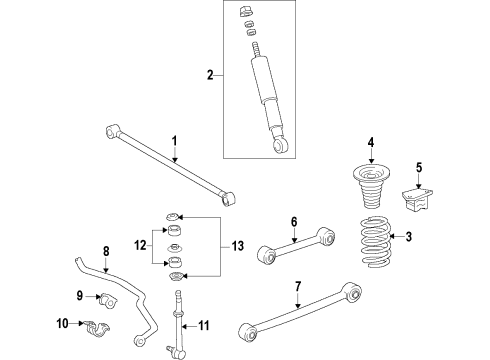 2017 Toyota 4Runner Rear Suspension Components, Lower Control Arm, Upper Control Arm, Ride Control, Stabilizer Bar Shock Absorber Diagram for PTR61-89210-RR