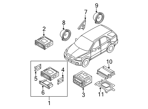 2006 Kia Sorento Sound System Bracket Assembly-Amp Diagram for 963903E100