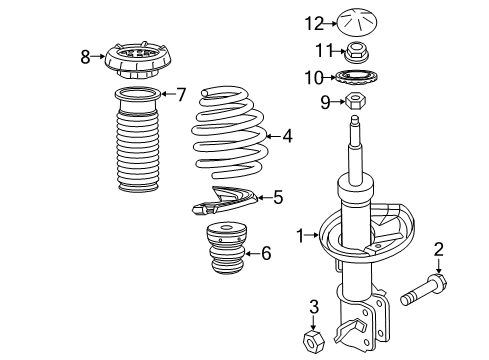 2016 Chevrolet Sonic Struts & Components - Front Strut Diagram for 95366423