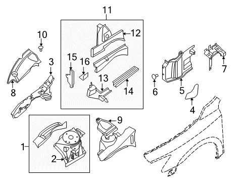 2010 Nissan Maxima Structural Components & Rails Cover Splash HOODR Diagram for 64838-9N00A