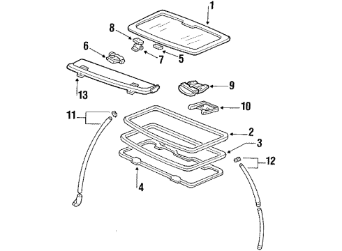 1987 Acura Integra Sunroof Seal, Sunroof Main Diagram for 71950-SB3-980