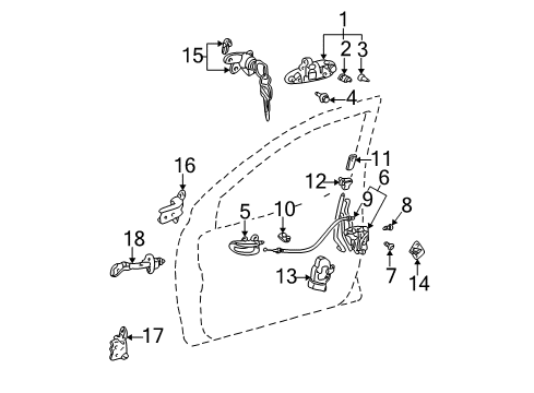 2006 Scion xB Front Door Handle, Outside Diagram for 69220-52050-A1