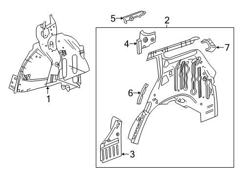 2022 GMC Terrain Inner Structure - Quarter Panel Support Diagram for 23407604