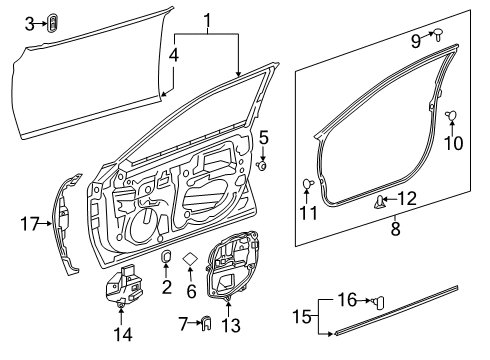 2020 Lexus ES350 Front Door Panel Sub-Assembly, Door Diagram for 67001-06360